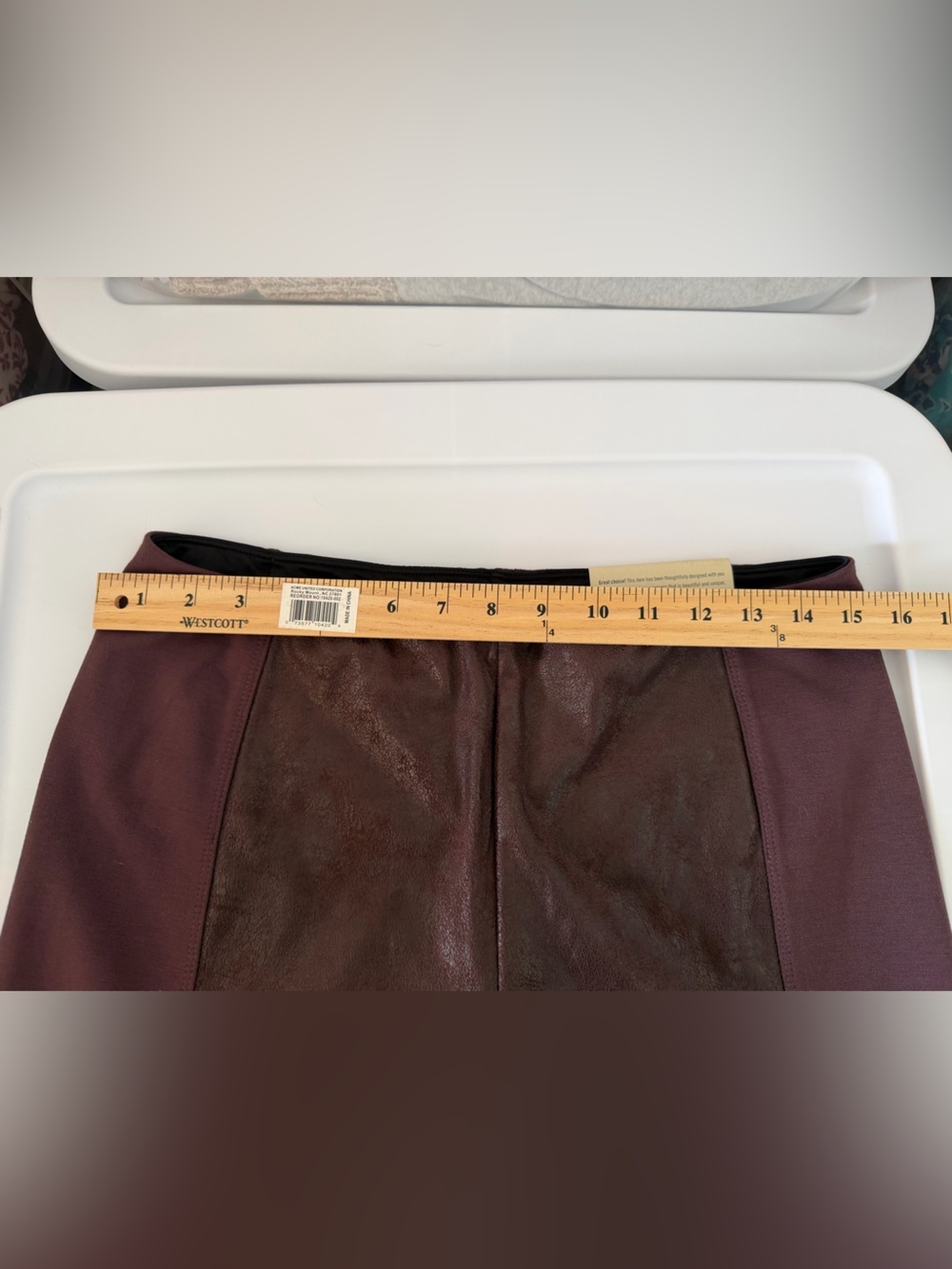 Soft Surroundings Mixed Media Faux Leather Ankle Leggings deep plum/burgundy M - Picture 8 of 8